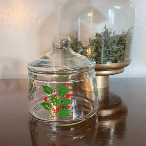 Vintage 1960’s Indiana Glass Holly Berry Party Candy dish.